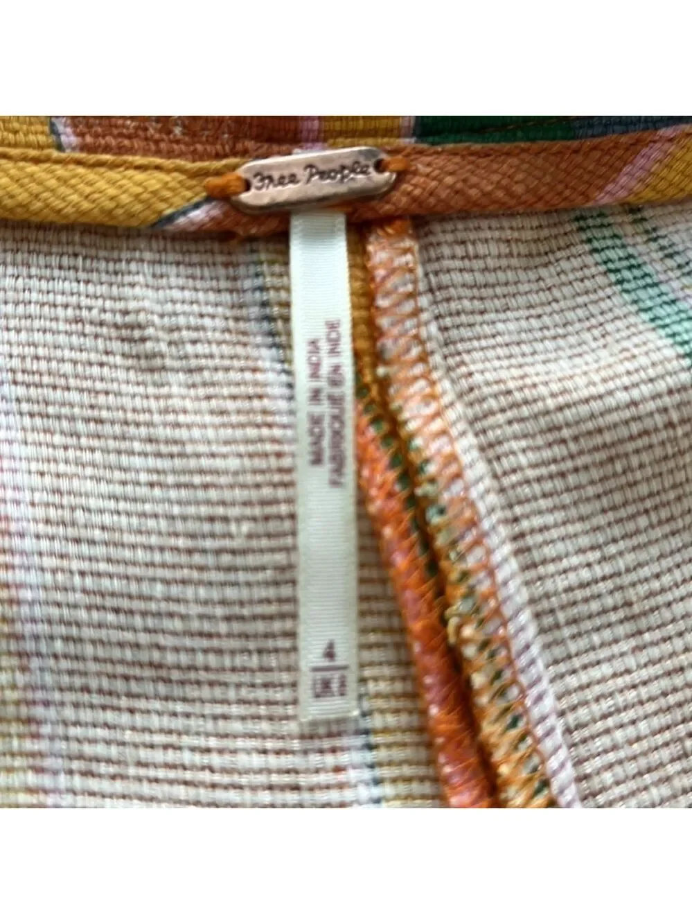 Free People Anthropologie Women’s Boho Striped Pants Orange Green Pink Blue 4